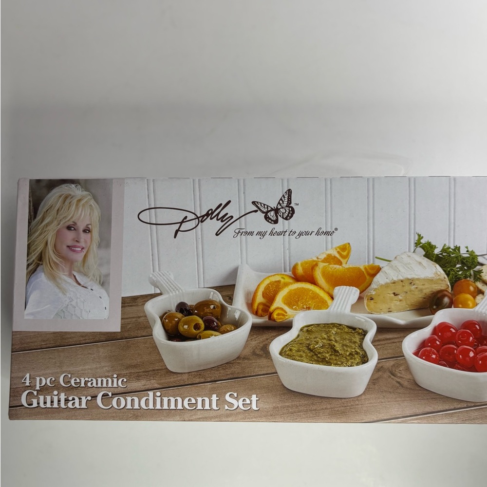 Dolly Parton Ceramic Guitar Condiment Set